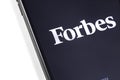 Forbes logo on the screen smartphone closeup Royalty Free Stock Photo