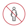 Forbid Access Women Zone Pictogram. No Allowed Girl Sign. Entrance People Prohibited. Restricted Female Entry Red Stop Royalty Free Stock Photo