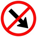 Forbid Keep Right by The Arrow Red Circle Traffic Road Sign Isolate On White Background,Vector Illustration EPS.10