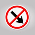 Forbid Keep Right by The Arrow Red Circle Traffic Road Sign Isolate On White Background,Vector Illustration