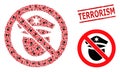 Forbid Police Cop Composition of Forbid Police Cop Icons and Grunge Terrorism Seal