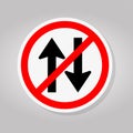 Forbid Two Way Traffic Road Sign Isolate On White Background,Vector Illustration Royalty Free Stock Photo