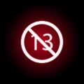 Forbidden 13 age icon in red neon style. Can be used for web, logo, mobile app, UI, UX Royalty Free Stock Photo