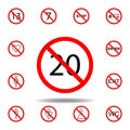 Forbidden 20 age icon. set can be used for web, logo, mobile app, UI, UX