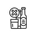 Forbidden alcohol drinks line icon. Isolated vector element.