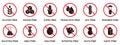 Forbidden Allergy Product Ingredient Silhouette Black Icon Set. Soy, Trans Fat, Nut, Egg, Corn, Dairy, Sugar, Paraben