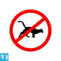 Forbidden animal sign, round icon with red thin line on a white background - vector illustration