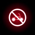 Forbidden bicycle icon in red neon style. can be used for web, logo, mobile app, UI, UX