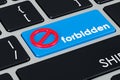 Forbidden button on the keyboard, 3D rendering Royalty Free Stock Photo