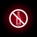 Forbidden champagne icon in red neon style. Can be used for web, logo, mobile app, UI, UX