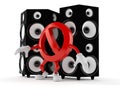 Forbidden character with big speakers Royalty Free Stock Photo