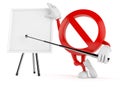 Forbidden character with blank whiteboard Royalty Free Stock Photo