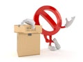 Forbidden character with stack of boxes Royalty Free Stock Photo