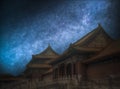 Forbidden City. Astrophotography, night starry sky Royalty Free Stock Photo