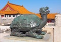 The forbidden city,Bronze turtle in the imperial palace which St Royalty Free Stock Photo