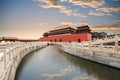 The forbidden city with gold water bridge Royalty Free Stock Photo