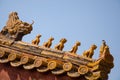 Forbidden City Roof Carving, Beijing China Royalty Free Stock Photo