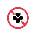 Forbidden clover leaf icon, prohibited shamrock sign - Vector Royalty Free Stock Photo