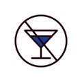 Isolated forbidden cocktail line and fill style icon vector design