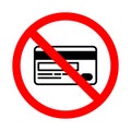 Forbidden credit card icon. Bright warning, restriction sign on a white background