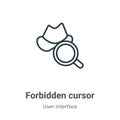 Forbidden cursor outline vector icon. Thin line black forbidden cursor icon, flat vector simple element illustration from editable Royalty Free Stock Photo