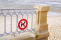 Forbidden dogs Prohibited sign entering the beach in city Royalty Free Stock Photo