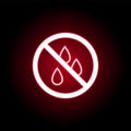 Forbidden drop, water icon in red neon style. can be used for web, logo, mobile app, UI, UX