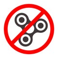 Forbidden Fidget spinner icon - toy for stress relief improvement of attention span. Filled with gray color. Isolated