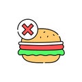 Forbidden food line color icon. Diabetes. Medical equipment