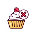 Forbidden food line icon. Isolated vector element.