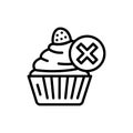 Forbidden food line icon. Isolated vector element.