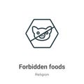 Forbidden foods outline vector icon. Thin line black forbidden foods icon, flat vector simple element illustration from editable Royalty Free Stock Photo