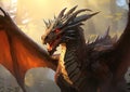 The Forbidden Forest and the Magic Gathering: A dragon with larg