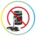 forbidden fuel leak or spill icon, stop oil barrel crash