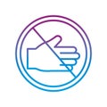 Forbidden giving hand gradient line style icon vector design