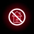 Forbidden home icon in red neon style. can be used for web, logo, mobile app, UI, UX