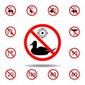 Forbidden hunting duck icon on white background. set can be used for web, logo, mobile app, UI, UX