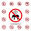 Forbidden hunting elephant icon on white background. set can be used for web, logo, mobile app, UI, UX