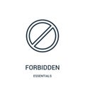 forbidden icon vector from essentials collection. Thin line forbidden outline icon vector illustration. Linear symbol for use on