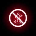 Forbidden jumping icon in red neon style. Can be used for web, logo, mobile app, UI, UX