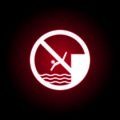 Forbidden jumping sea icon in red neon style. can be used for web, logo, mobile app, UI, UX