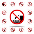 Forbidden jumping sea icon on white background. set can be used for web, logo, mobile app, UI, UX