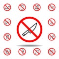 Forbidden knife icon. set can be used for web, logo, mobile app, UI, UX