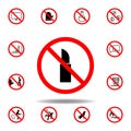 Forbidden lipstick icon on white background. set can be used for web, logo, mobile app, UI, UX