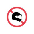 Forbidden motorcycle helmets sign, remove moto helmet icon, no helmet symbol - Vector