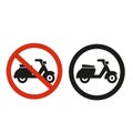 Forbidden motorcycles sign on a white background with copy space