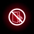 Forbidden open door icon in red neon style. Can be used for web, logo, mobile app, UI, UX