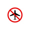 Forbidden plane, flight icon on white background can be used for web, logo, mobile app, UI UX