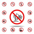 Forbidden plucking flower icon on white background. set can be used for web, logo, mobile app, UI, UX