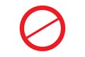 Forbidden prohibited circle with crossed red line in the middle sign symbol simple image on white transparent background